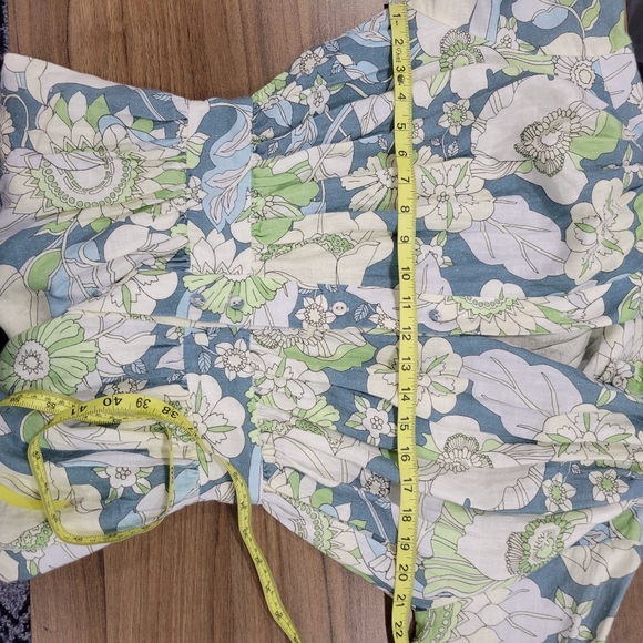 Guess 100% Linen All Over Floral Long Puffed Sleeves Shorts Romper Size S Summer - Picture 8 of 12